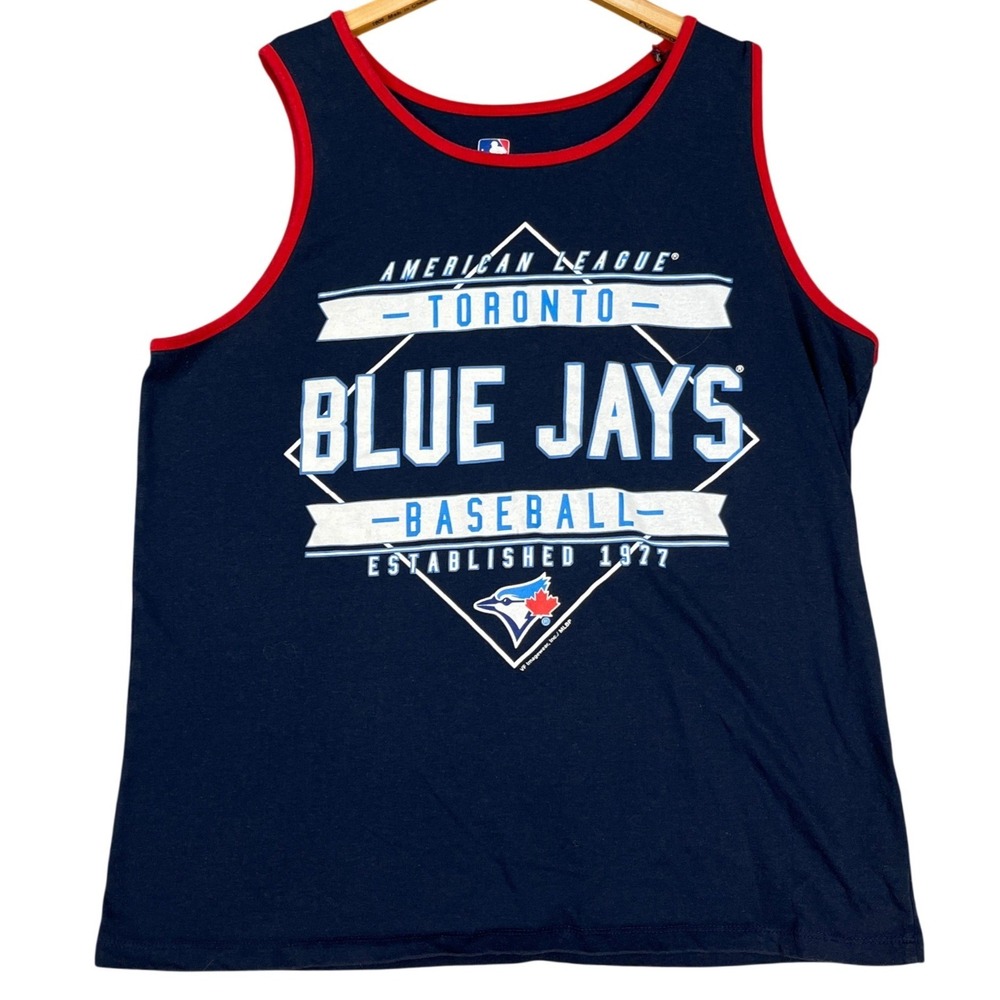 Toronto Blue Jays Genuine Merchandise Tank Top Men Medium Navy Blue Red Trim MLB